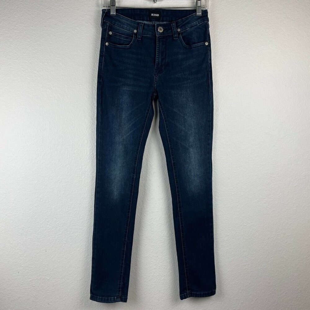Hudson Jeans Girl's Size 14 Mid Rise Skinny Leg Dark Washed Cotton Denim Blue
